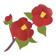camellia flower illustration flat design