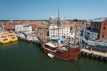 Obraz premium Aerial View of Poole Quay Harbourfront in Dorset, UK