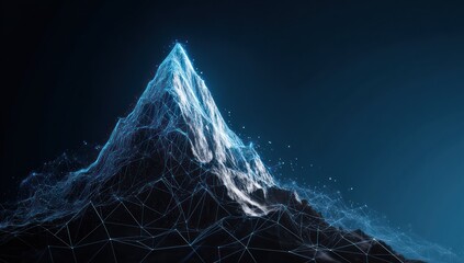 Digital transformation success visualized symbolically by a mountain peak, highlighting progress.