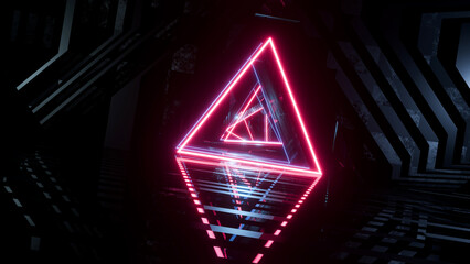 3D rendering, abstract background with blue and pink neon