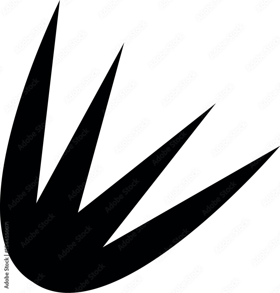 Poster illustration of abstract black vector design element of three sharp pointed leaves for logo design a