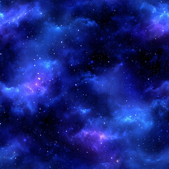 Space at Night Nebula Galaxy Seamless Pattern, Tiled