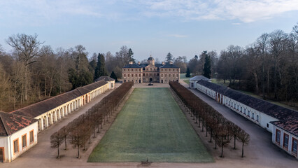 Aerial View of Historic Building and Gardens of Schloss Favotire in Rastatt