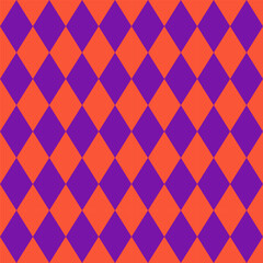 Seamless argyle pattern for Halloween.Colorful harlequin repeat pattern in orange and purple.Geometric vector graphic abstract background.