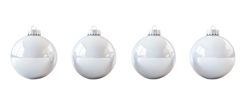 Pack Collection Elegant White Ornaments Minimalist Christmas Decoration set against transparent background