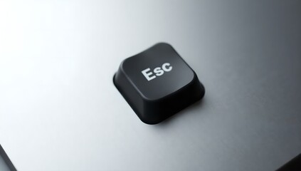 Close-up view of the escape key on a modern computer keyboard