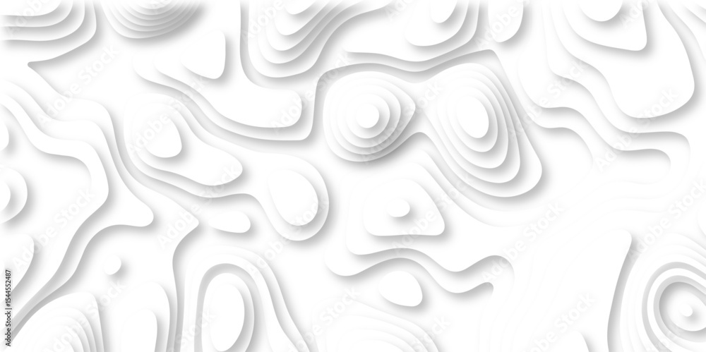 Poster paper cut 3d render topography abstract, beautiful white background. geometric map relief texture wi
