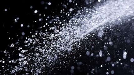 Obraz premium Abstract water spray, dispersed droplets on black background