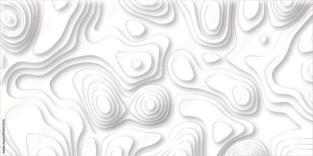 Poster paper cut 3d render topography abstract, beautiful white background. geometric map relief texture wi