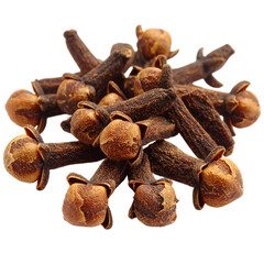 Fototapeta premium Aromatic pile of dried cloves, a classic spice for flavoring dishes on transparent background