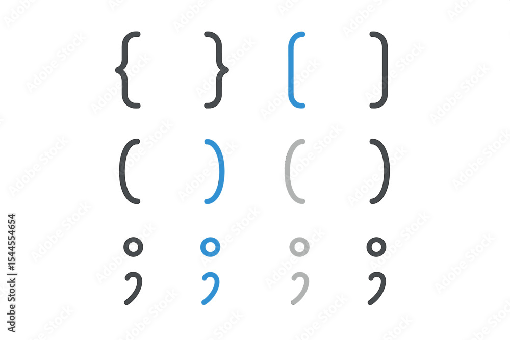 Poster abstract background with blue parentheses and semicolons on gradient