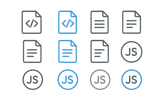 Highlighted javascript code and file icons against blurred background