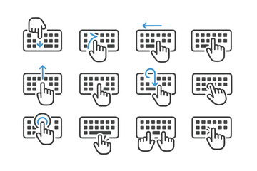 Touchscreen gesture icons for scrolling and swiping on keyboard