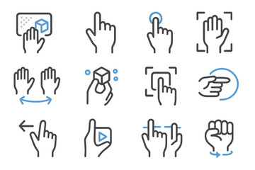 Obraz premium Hand gesture icons for digital interaction on a dark background