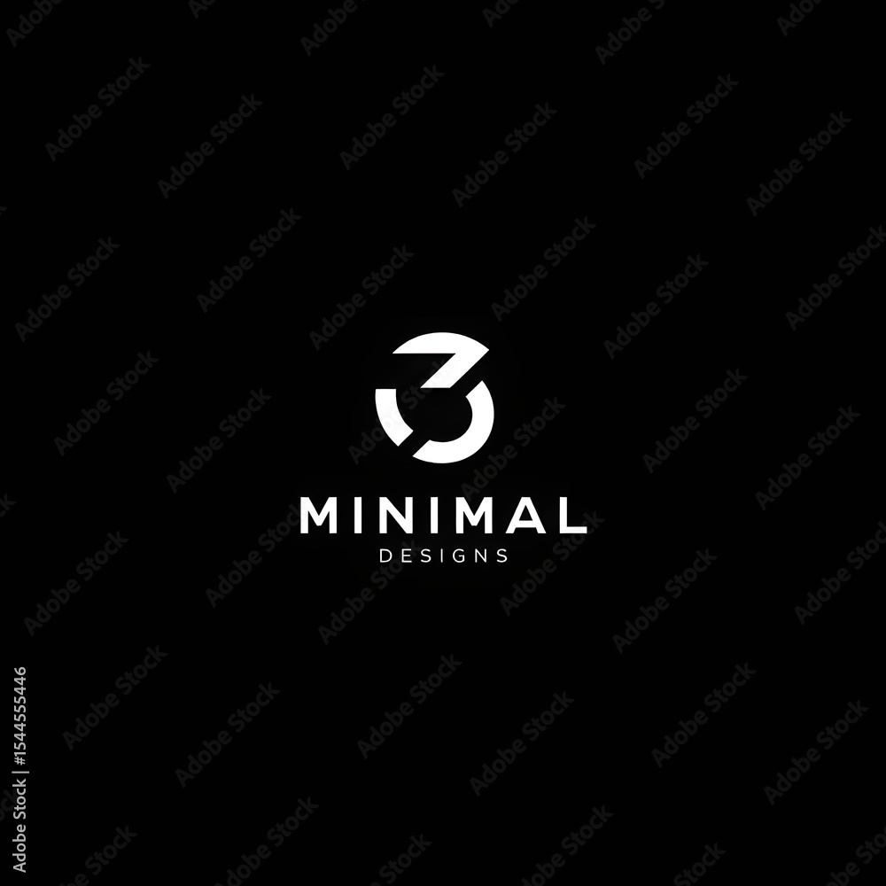 Poster image is a minimalist logo design set against a solid black background. the central element is a sty