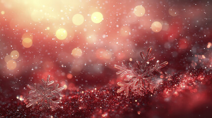 Sparkling glittery snowflakes beautifully shine in the warm light, creating a festive, elegant look