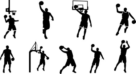 Naklejka premium Basketball Player Silhouettes Collection