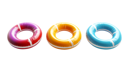 Pack Collection Vibrant Colorful Life Preservers Summer Safety Graphics set against transparent background