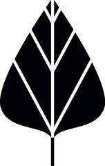 Illustration of black and white leaf vector graphic for nature designs and botanical illustrations with simple leaf shape art vector