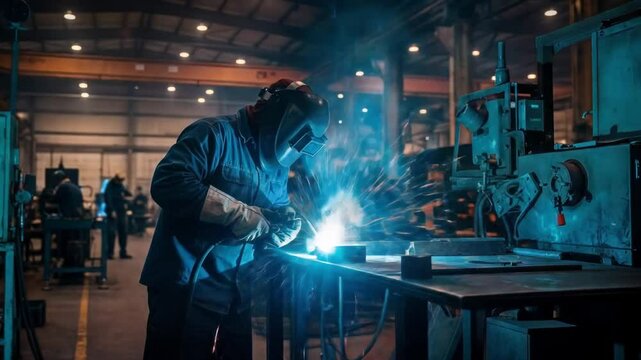 worker welding steel