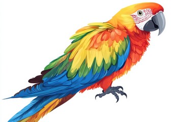 Obraz premium A vibrant macaw parrot in detailed illustration showcasing vivid plumage and on white background. Generative Ai