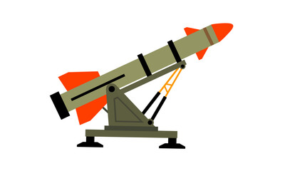 Missile Launcher Vector Illustration – Modern Military Weapon System for Defense, Combat, or War Technology Design