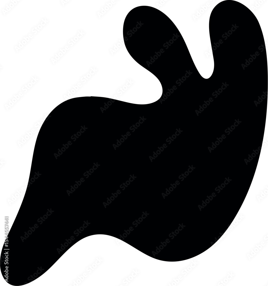 Poster illustration of abstract black blob shape vector graphic design element for creative projects and lo