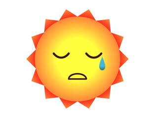 悲しんで涙を流す太陽