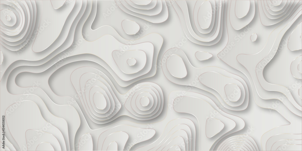 Poster paper cut 3d render topography abstract, beautiful gray background. geometric map relief texture wit