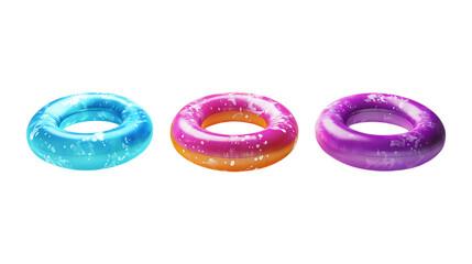 Pack Collection Vibrant Donut Trio Blue Pink Purple Glazed Treats set against transparent background