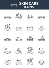Set of skin care icons, epidermis, beauty, dermatology