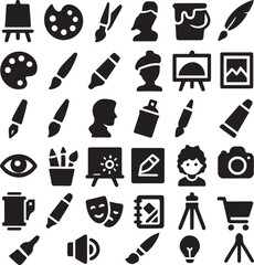 “Silhouette Icons Set – Art, Creativity & Design Essentials”

