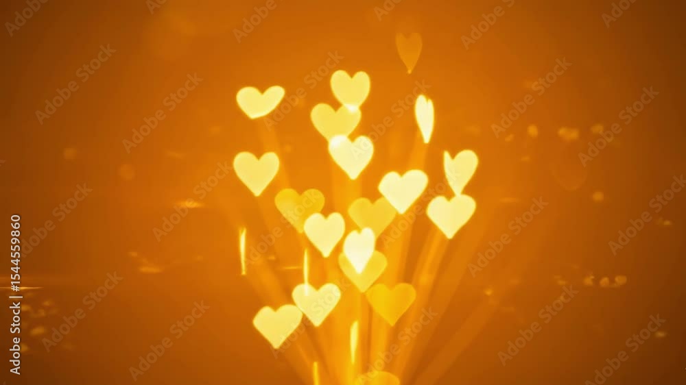 Aufkleber golden hearts bokeh lights burst upwards creating a warm and romantic background