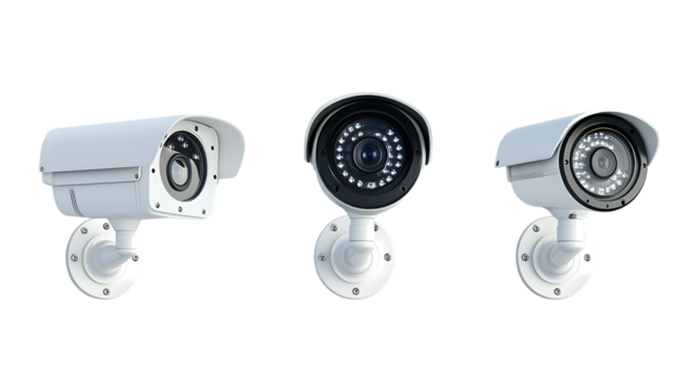 Pack Collection TopRated Security Cameras Enhance Home  Business Surveillance set against transparent background - Powered by Adobe