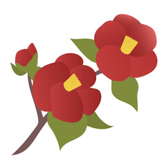 camellia flower illustration flat design