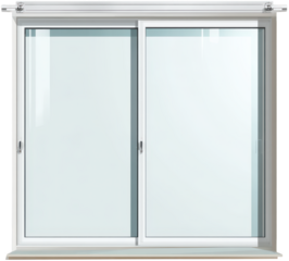 Modern Sliding Glass Window With White Frame Creating A Bright And Transparent Interior Space