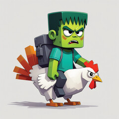 chicken jockey on white background