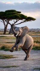 Fototapeta premium Elephant playfully rearing up