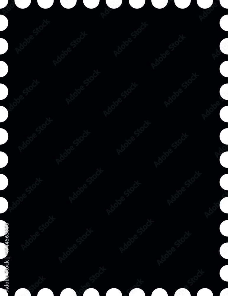 Poster illustration of blank black postage stamp vector image for graphic design and creative projects with