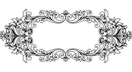 Ornate Flourish Frame: An elaborate flourish frame with detailed, swirling foliage design, perfect for adding a touch of vintage elegance.