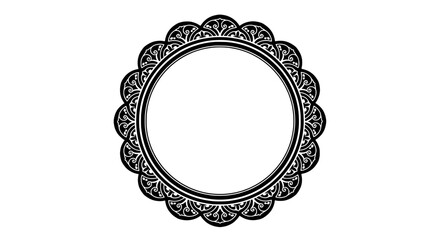 Elegant Circular Ornament: A black and white, symmetrical circular ornament with detailed, repeating patterns, exuding sophistication and classic design.