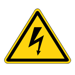 High Voltage Warning Sign Vector - Black Lightning Bolt on Yellow Triangle