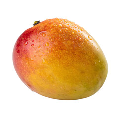 Fototapeta premium Ripe Red and Yellow Mango with Water Droplets Isolated on White Background Ai isolated on a transparent background