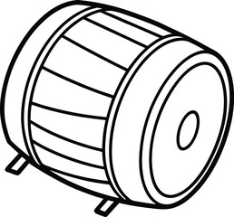 Heritage dhol drum sketch with clean line style and black ink