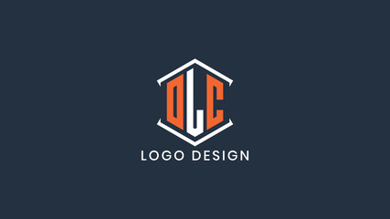 Modern DLC letter monogram logo with bold lines inside a hexagonal house shape, perfect for construction, architecture, or real estate branding