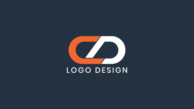 Bold CD monogram logo in modern style with sleek orange and white lines on dark background, suitable for branding, digital identity, and startups