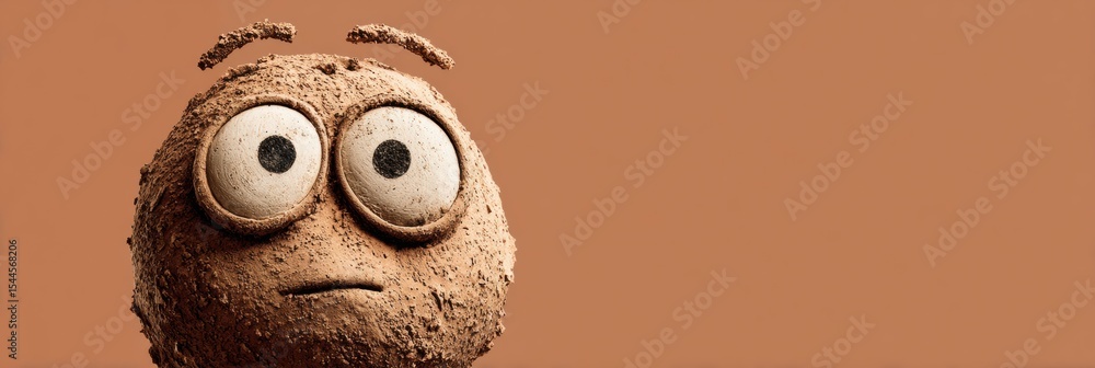 Aufkleber Creative Clay Character With Wide Eyes and Minimalistic Background Expressing Curiosity in an Artistic Setting