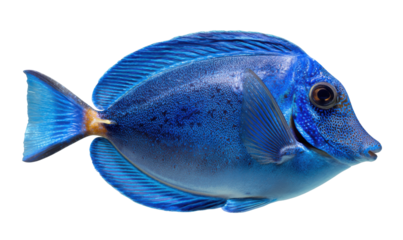 Side view of a vibrant blue fish