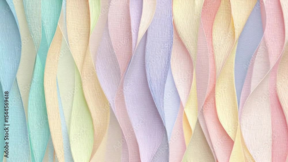 Poster pastel wave paper texture - abstract video featuring wavy pastel-colored paper strips arranged in a 