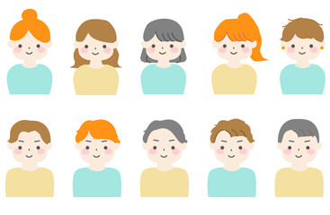色々な男女のシンプルなイラスト